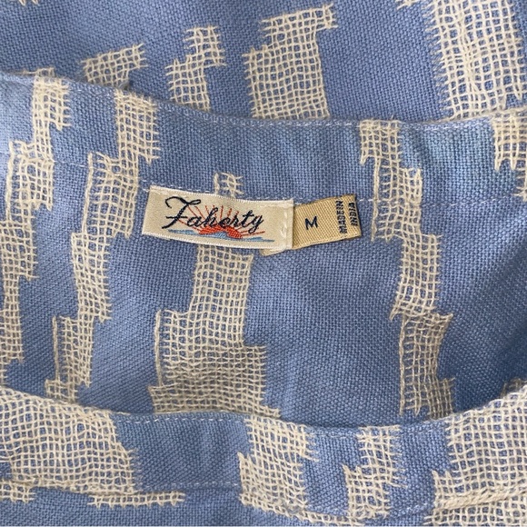 Faherty Bemini Blue and White Bohemian Vintage Mini Dress Size Medium - Picture 7 of 7